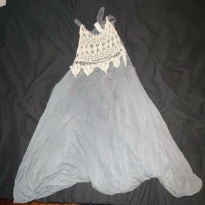 gray/acid wash high neck flowy tank